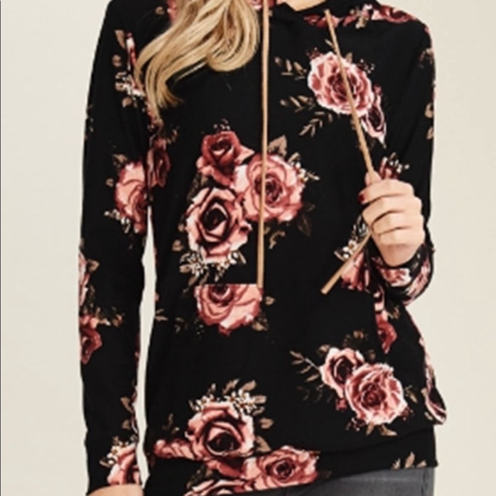 Black floral hoodie